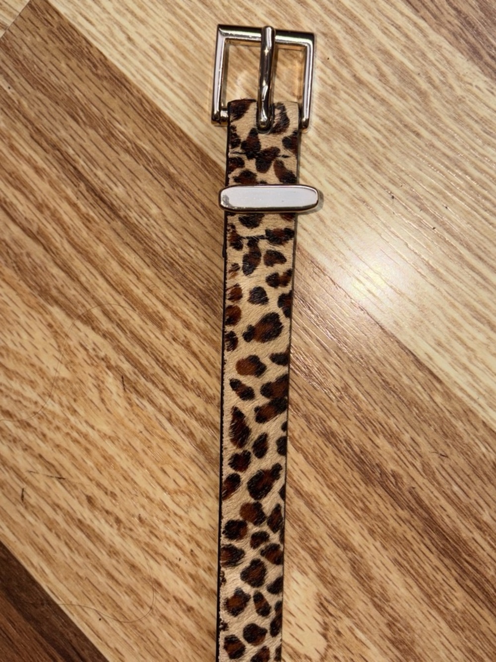 Halogen Leopard Print Belt with Gold-Tone Buckle